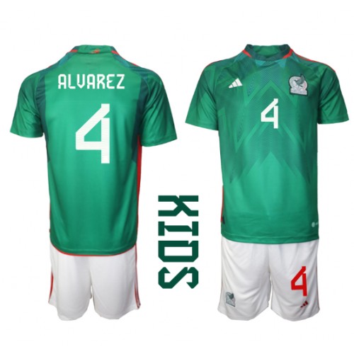 Maillot de foot Mexique Edson Alvarez #4 Domicile enfant Monde 2022 Manches Courte (+ pantalon court)